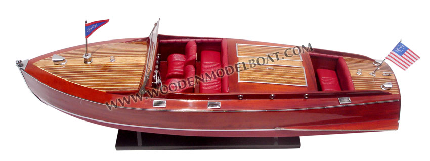 Wooden Model Boat Chris Craft Runabout Triple Cockpit