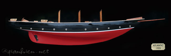 Atlantic schooner half-hull wall picture