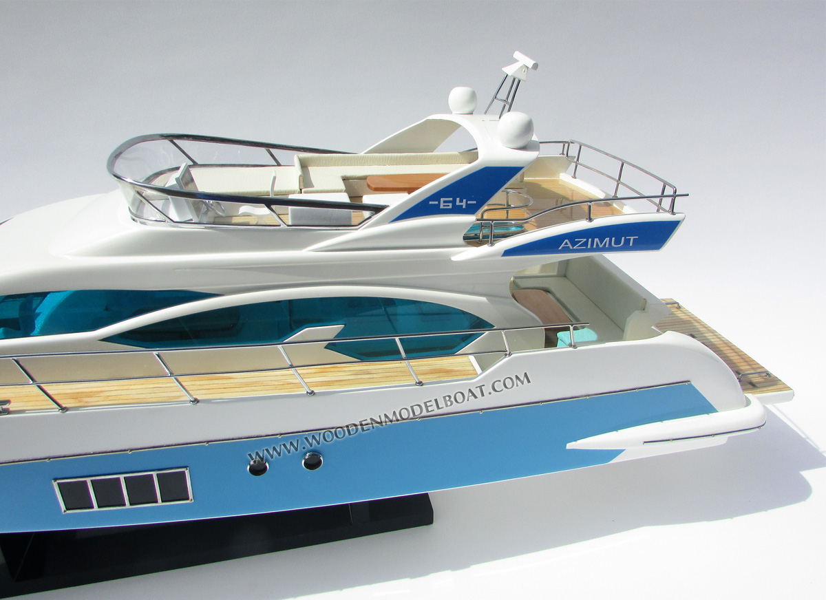 Azimut 64 Flybridge model yacht Stern View, scale Azimut 64 Flybridge model yacht, ship model Azimut 64 Flybridge model yacht, wooden ship model Azimut 64 Flybridge model yacht, hand-made ship model Azimut 64 Flybridge model yacht with lights, display ship model Azimut 64 Flybridge model yacht, Azimut 64 Flybridge model yacht model, woodenshipmodel, woodenmodelboat, gianhien, gia nhien co., ltd, gia nhien co model boat and ship builder