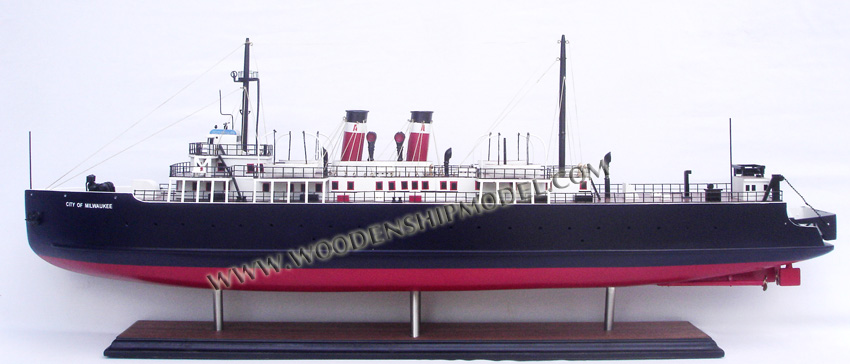 The SS City of Milwaukee Car Ferry Model ready for display