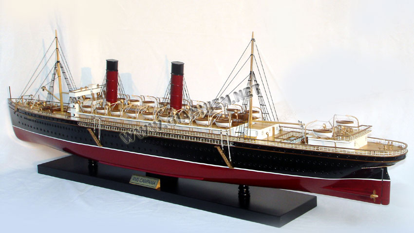 RMS Campania Model Ship ready for display