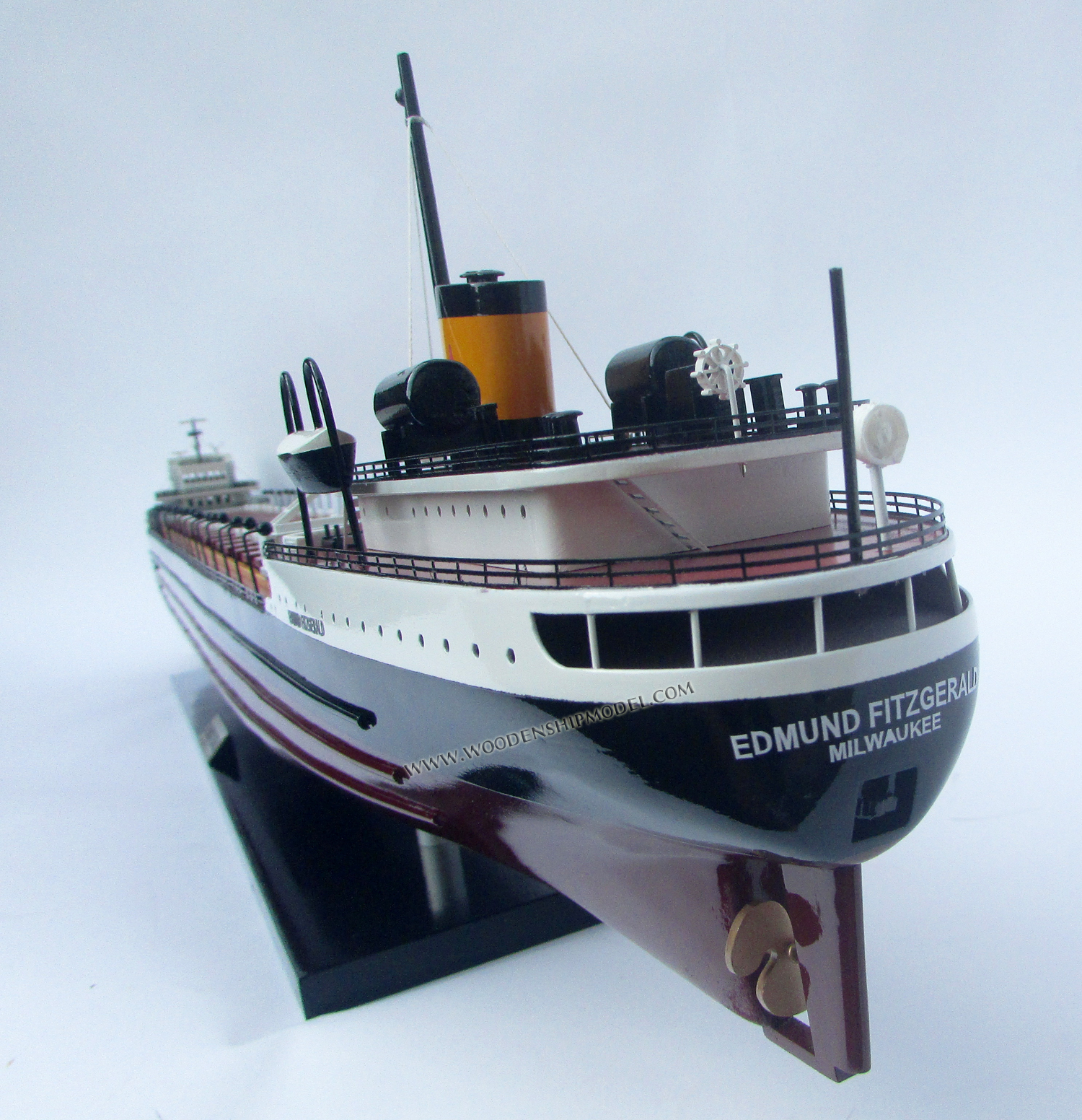 SS Edmund Fitzgerald was an American Great Lakes freighter that sank in a Lake Superior storm on November 10, 1975, with the loss of the entire crew of 29. When launched on June 8, 1958, she was the largest ship on North America's Great Lakes, and she remains the largest to have sunk there. tanker model freighter SS Edmund Fitzgerald, ship model Edmund Fitzgerald, model ship Edmund Fitzgerald, SS Edmund Fitzgerald American Great Lakes Freighter Cargo Ship 40 inch, display freighter model SS Edmund Fitzgerald, Canada freighter model ship, great lake freighter  model ship for display, wooden ship model SS Edmund Fitzgerald, wooden boat model SS Edmund Fitzgerald, wooden model boat, Model Tanker freighter cargo SS Edmund Fitzgerald, Jahre Viking, Knock Nevis, algocanada ship model, model ship algocanada, algo canada ship