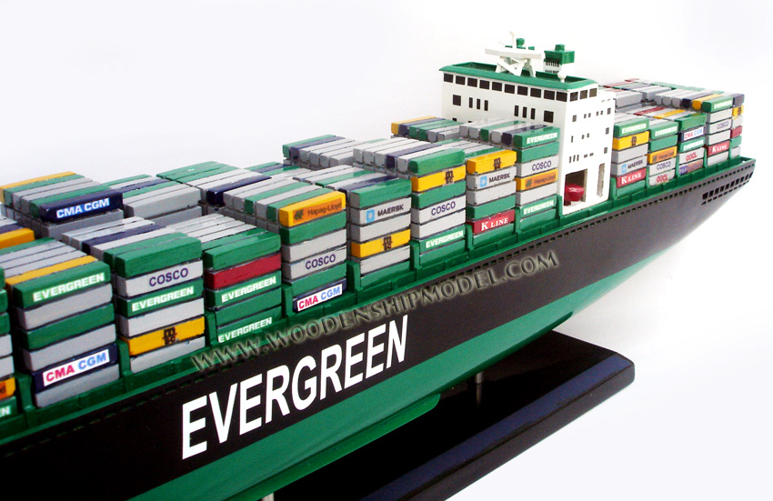 Hand-made Evergreen Container Ship Model