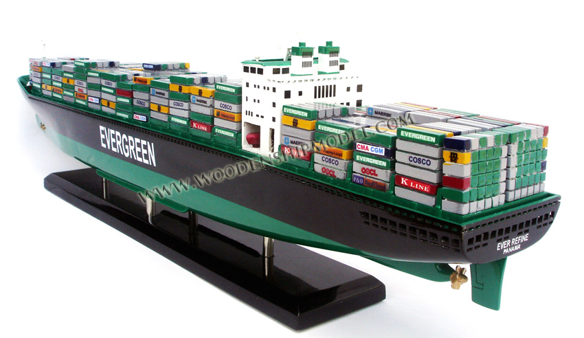 Wooden Container Ship Model