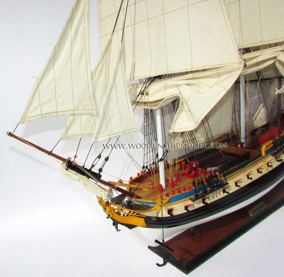 Wooden ship model La Fayette Hermione bow view