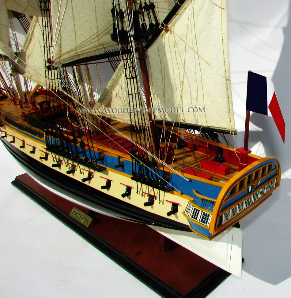 Wooden ship model La Fayette Hermione stern deck