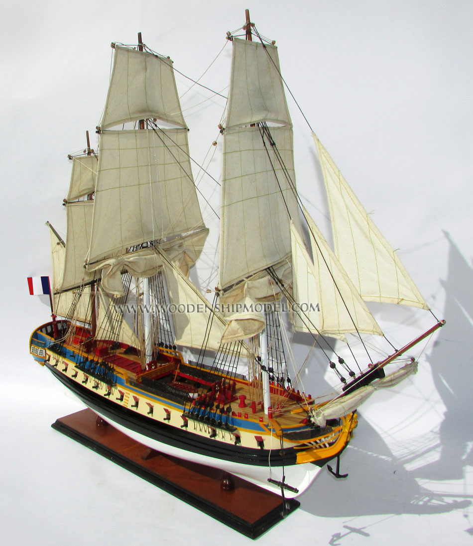Wooden ship model La Fayette Hermione stern aft 