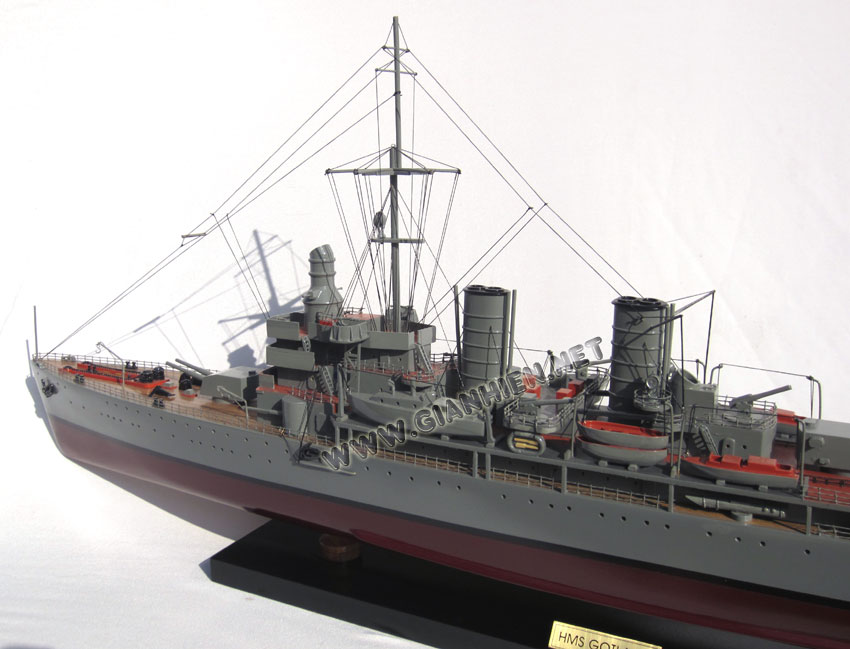 HMS Gotland model ship ready for display