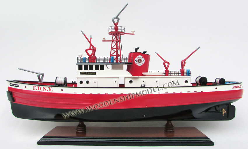 United States fireboat new york city. John D McKean fireboat model, New Yorl Fireboat model, model fireboat of new york city, John D Mc Kean ship model ready for display