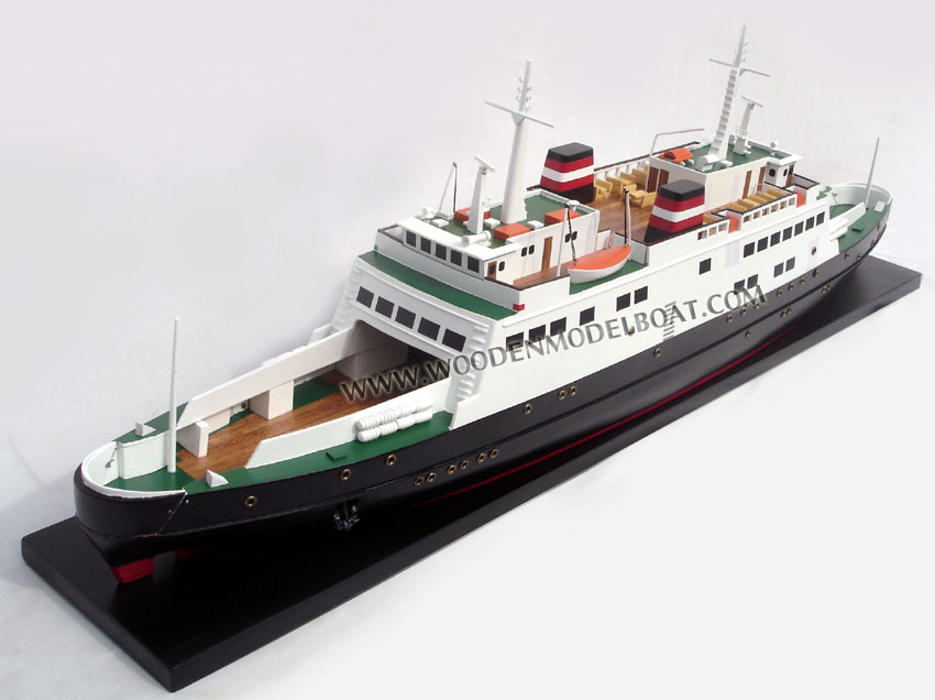 HAND-CRAFTED WOODEN FERRY MODEL