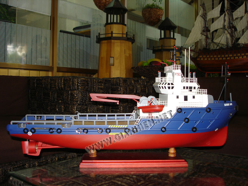 Model Boat Oil Rig ready for display