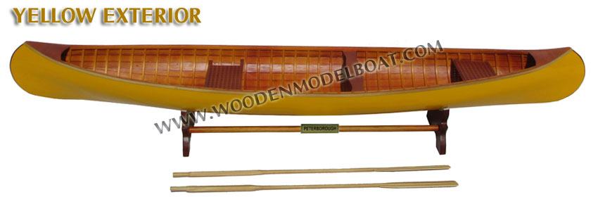 Wooden Model Boat Canadian Peterborought yellow canoe