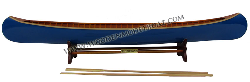 Wooden Model Boat Canadian Peterborought dark blue canoe