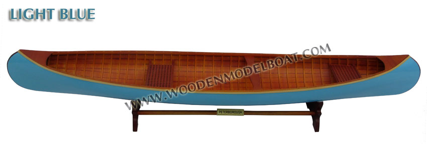 Wooden Model Boat Canadian Peterborought light blue canoe