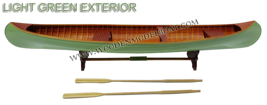 Wooden Model Boat Canadian Peterborought light green canoe