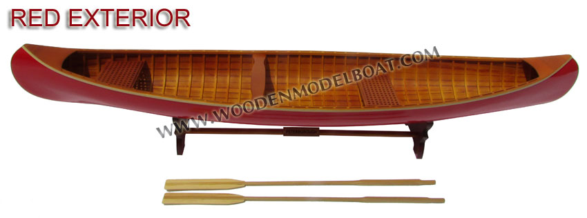 Wooden Model Boat Canadian Peterborought red canoe