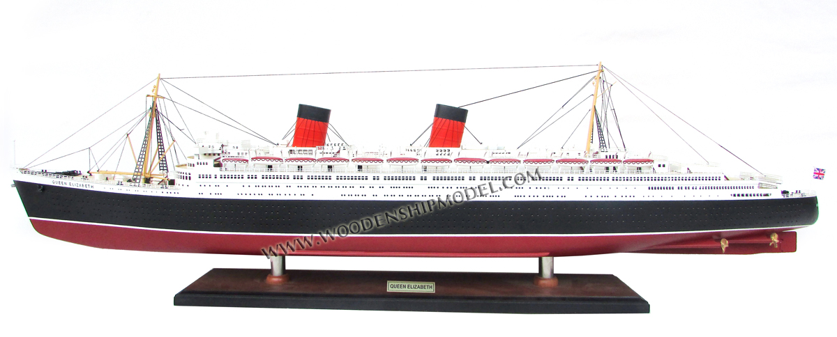 Quality Wooden Ship Model RMS Queen Elizabeth