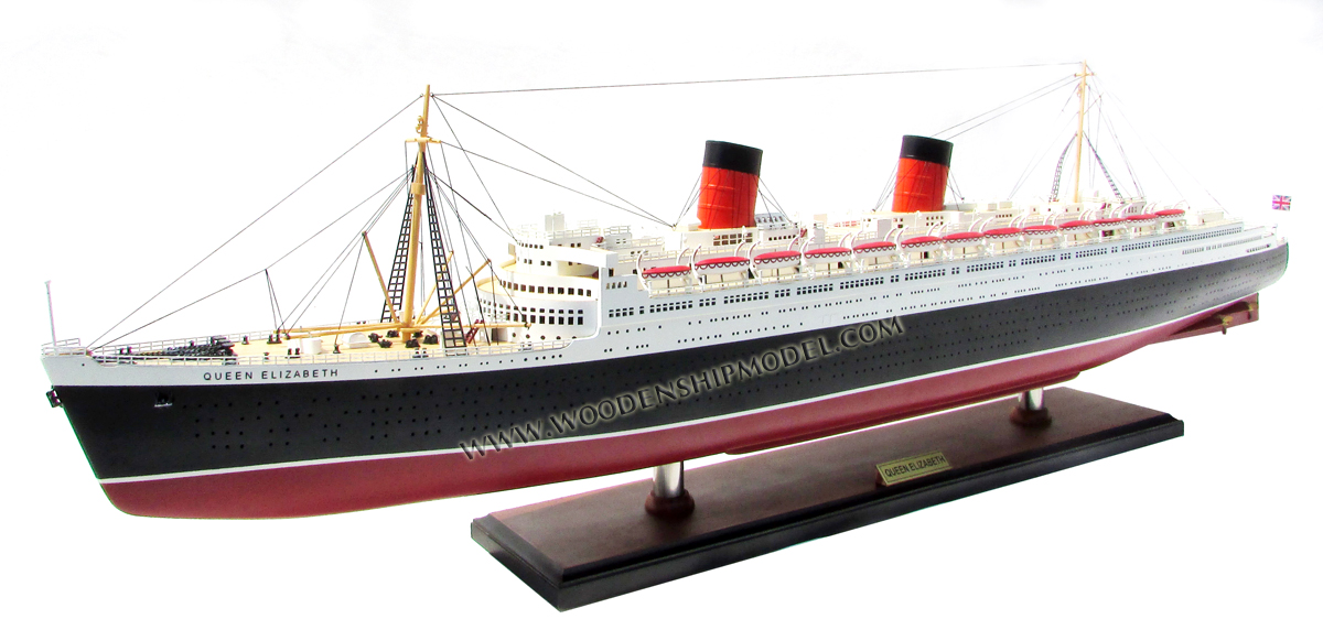 Wooden Model Ship Boat RMS Queen Elizabeth