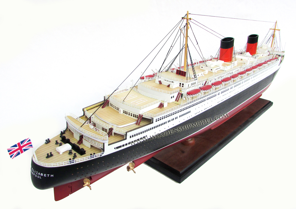Handcrafted RMS Queen Elizabeth Ship Model