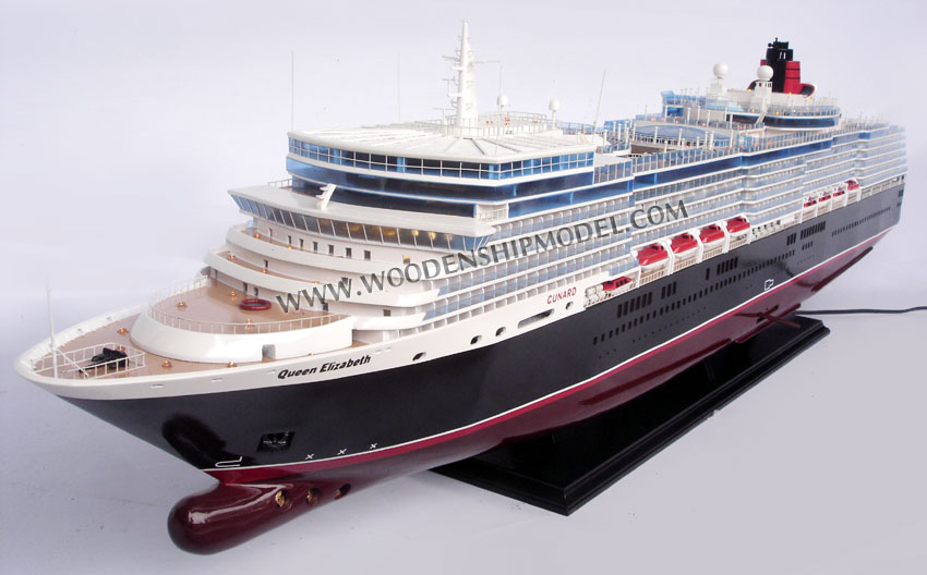 Queen Elizabeth model ship ready for display