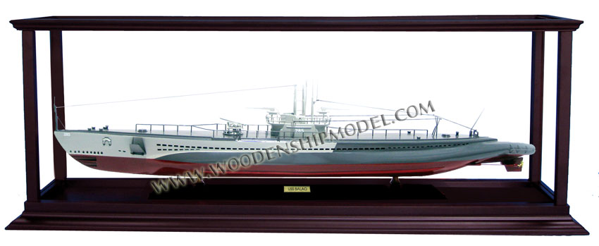 Display case for submarine ship model