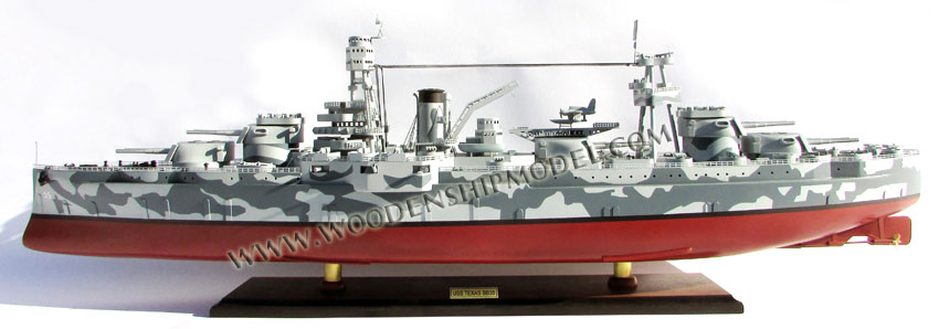 War ship model USS Texas camouflage painted