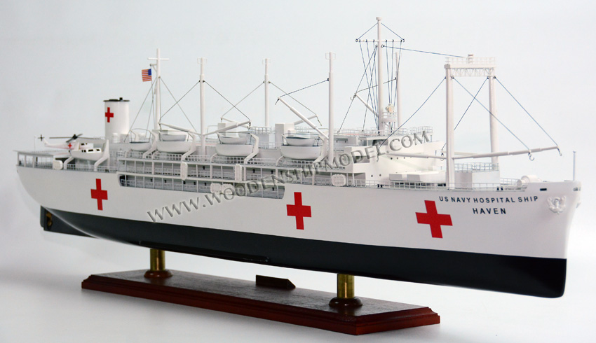 Handcrafted US Navy Hospital Ship Model ready for display