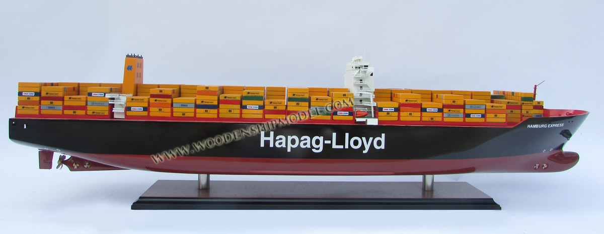Hapag Lloyd Hamburg Express, along with sister ships MSC Zoe and MSC Oliver, is the largest container ship in the world (as of August 2015). Christened on 8 January 2015, Hapag Lloyd Hamburg Express assumed the title of the "largest container ship" from the CSCL Globe inaugurated in November 2014., Hapag Lloyd Hamburg Express Container ship model, model container ship Hapag Lloyd Hamburg Express Container, Hapag Lloyd Hamburg Express Container model ship, ship model Hapag Lloyd Hamburg Express Container, cma container model ship, ship model Hapag Lloyd Hamburg Express Container, wooden ship model Hapag Lloyd Hamburg Express Container, Hapag Lloyd Hamburg Express Container ship model, hand-made Hapag Lloyd Hamburg Express Container ship model, hand-crafted Hapag Lloyd Hamburg Express Container ship, Hapag Lloyd Hamburg Express Container ship model, Hapag Lloyd Hamburg Express Container TRIPLE E CLASS, CONTAINER SHIP