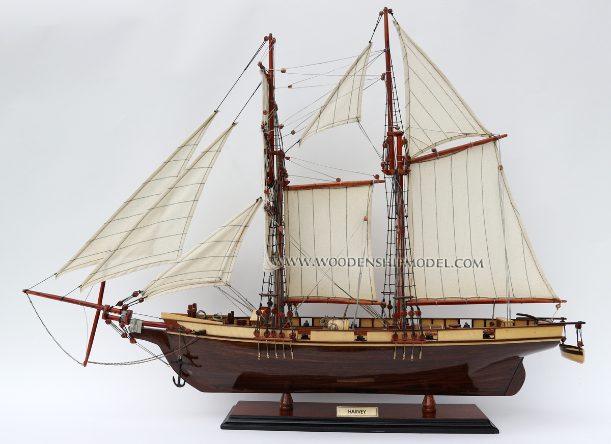 Model schooner Harvey ready for display