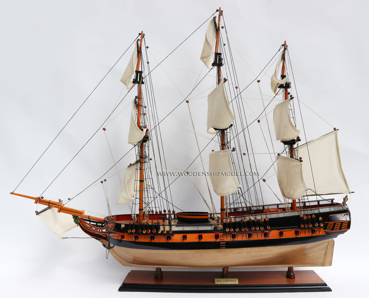Model Ship HMS Surprise ready for display
