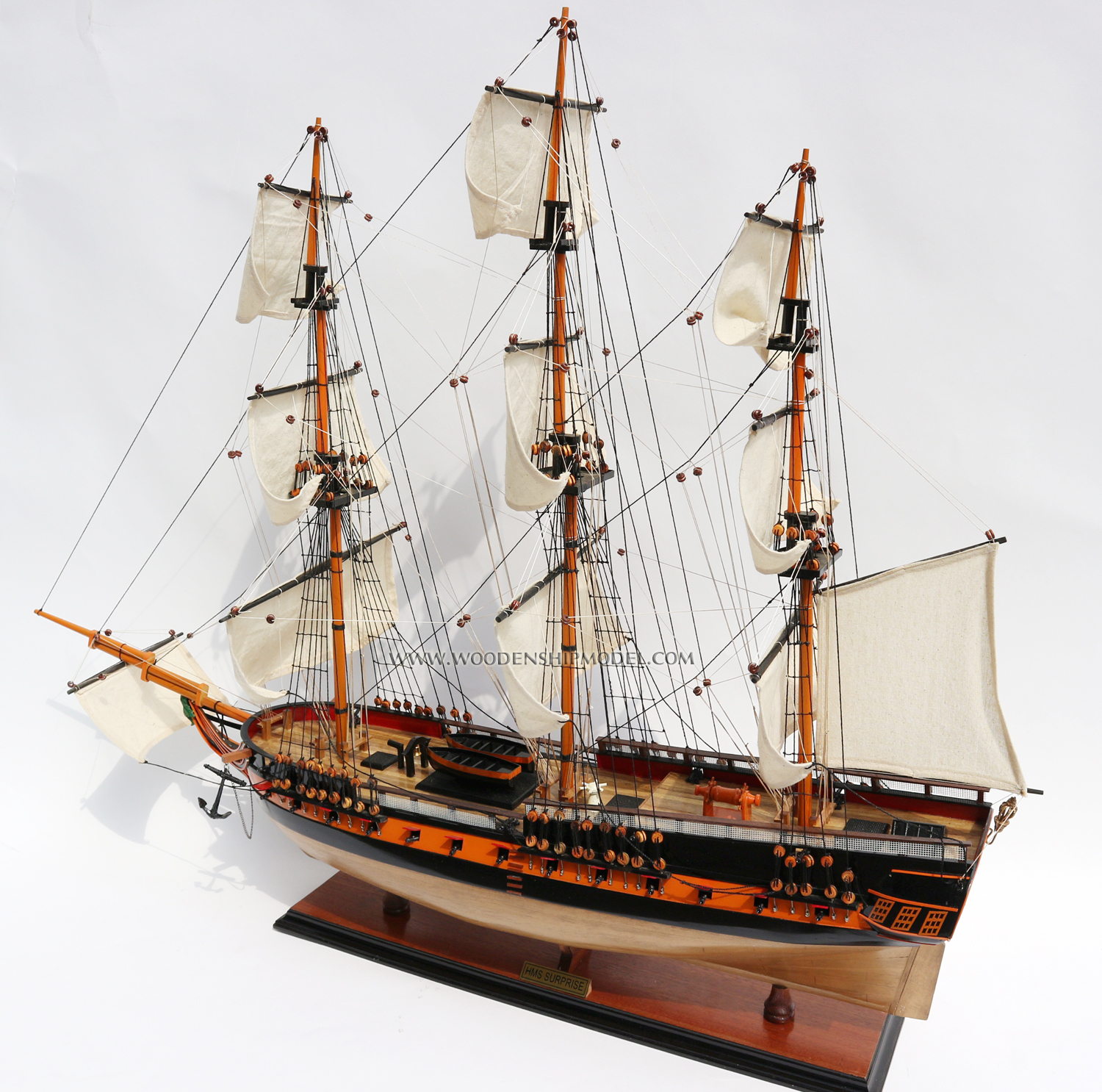 Model Ship HMS Surprise from stern deck view