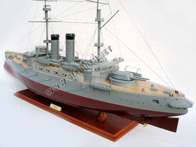 Mikasa is a pre-Dreadnought battleship, formerly of the Imperial Japanese Navy, launched in Britain in 1900. She served as the flagship of Admiral Tōgō Heihachirō during the Battle of the Yellow Sea on 10 August 1904, and the Battle of Tsushima on 27 May 1905 during the Russo-Japanese War. Currently, she is preserved as a museum ship at Yokosuka. Mikasa is the last remaining example of a pre-dreadnought battleship anywhere in the world. She was named after Mount Mikasa in Nara, Japan.