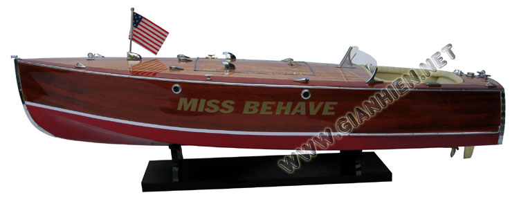 Model Boat Miss Behave ready for display