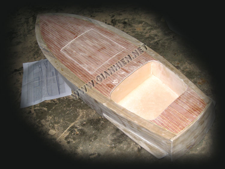 Model Boat Miss Behave under construction with planks on frame construction