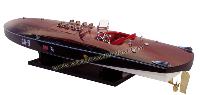 Wooden Hydroplane Miss Canada IV ready for display