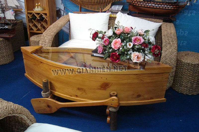 Wooden boat table