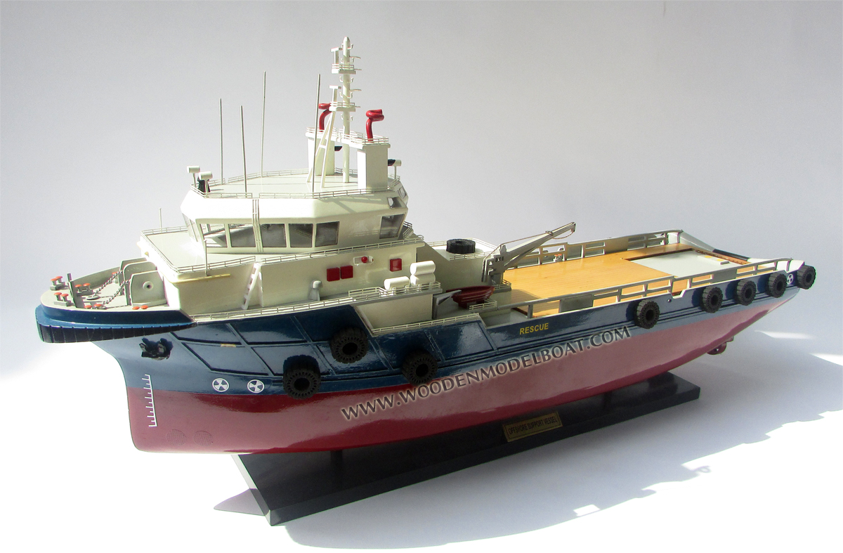 Model Offshore Support Vessel Bow View, offshore support vessel model, OSV model, display offshore support vessel, tugboat model, model tug boat, tugboat model, display tugboat model, scale tugboat model, offshore vessel model, model boat offshore support vessel, handmade sea tugboat vessel