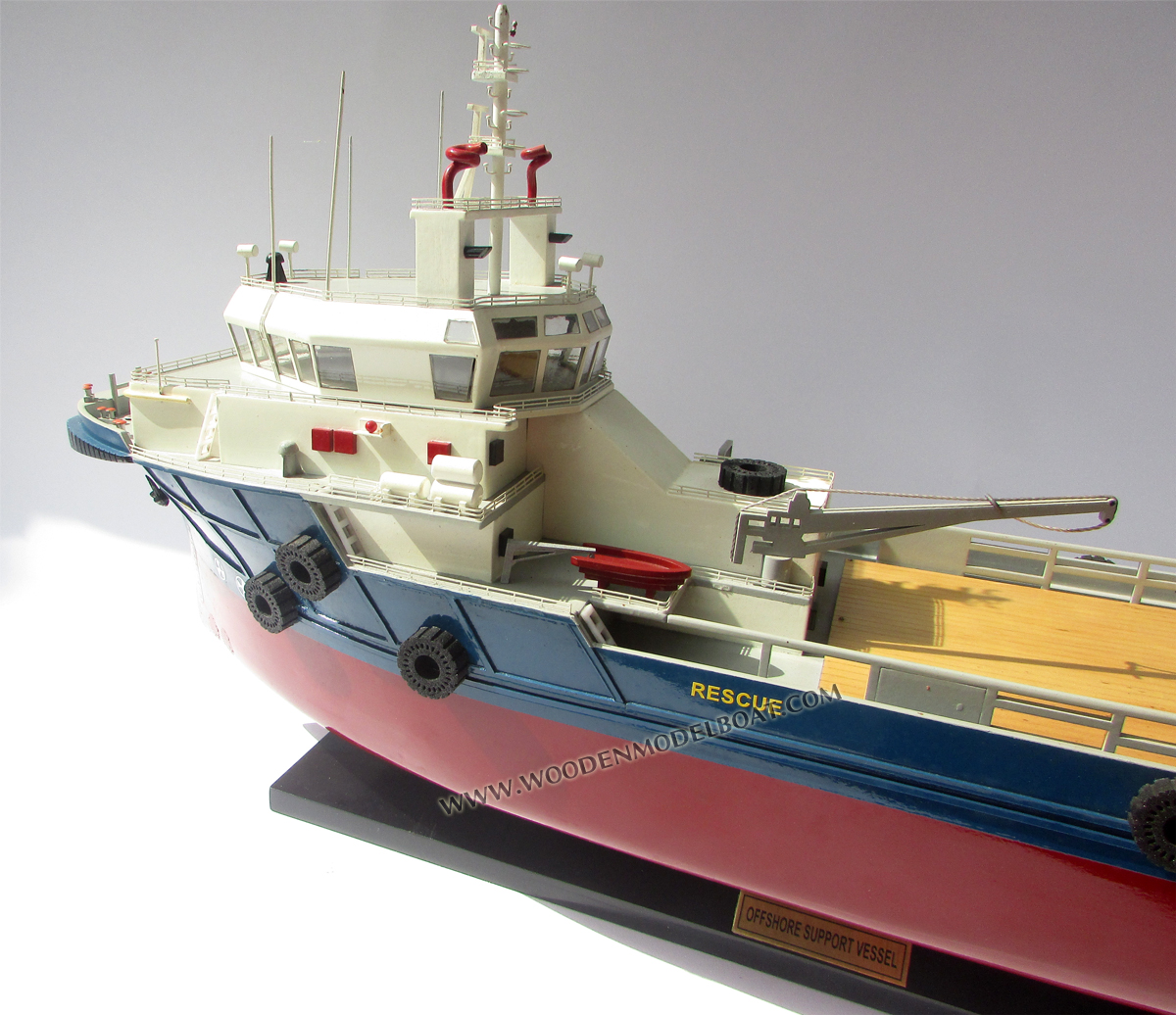 Model Offshore Support Vessel Deck View, offshore support vessel model, OSV model, display offshore support vessel, tugboat model, model tug boat, tugboat model, display tugboat model, scale tugboat model, offshore vessel model, model boat offshore support vessel, handmade sea tugboat vessel