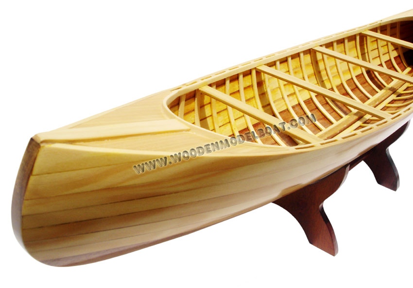 Handcrafted wooden canoe