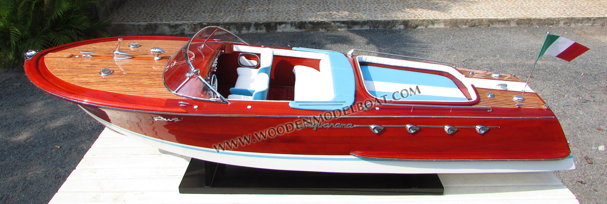 Model Boat Super Riva Lamborghini ready for display