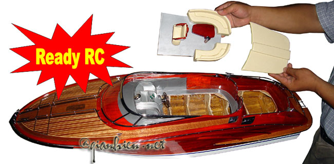 Rivarama Wooden Model Boat ready for RC Radio Control