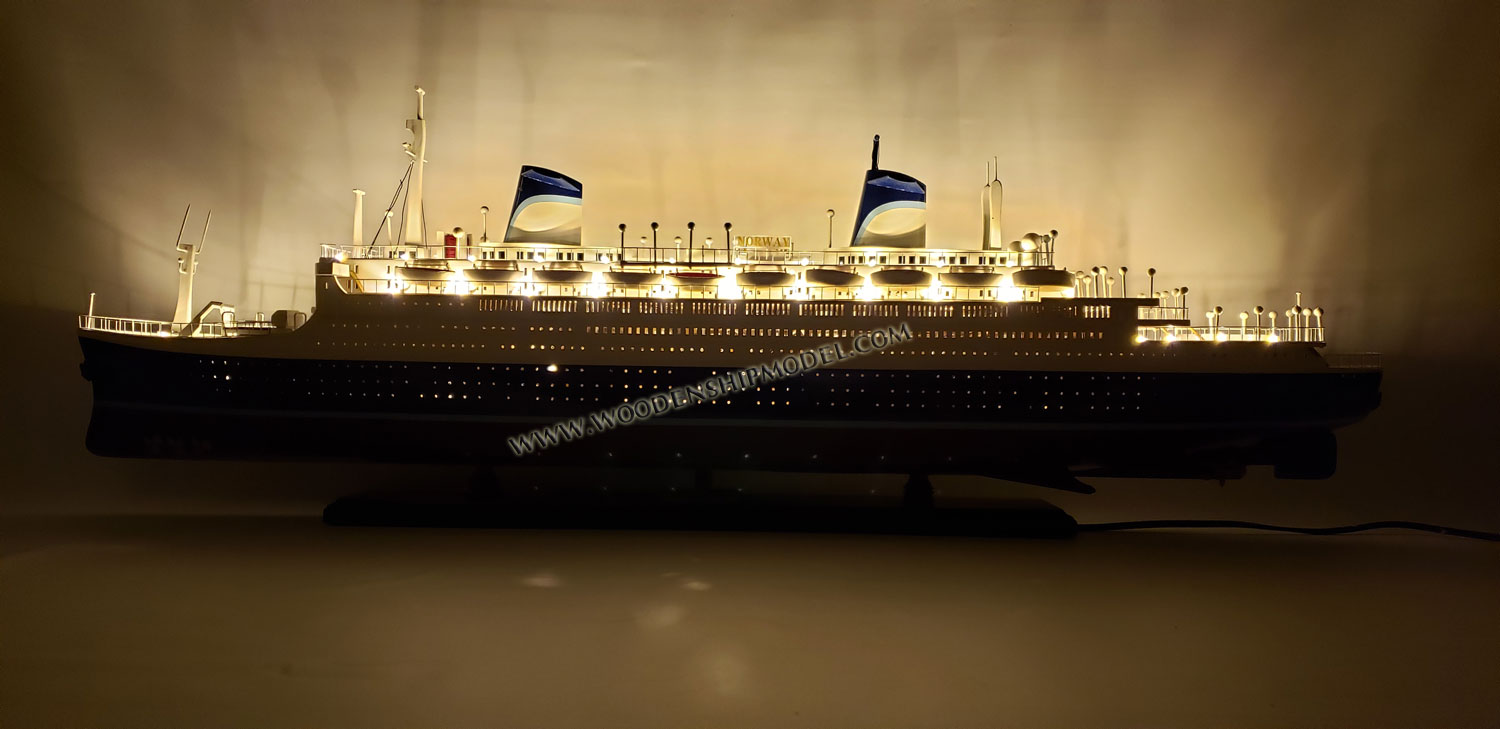Model SS Norway with lights ready for display