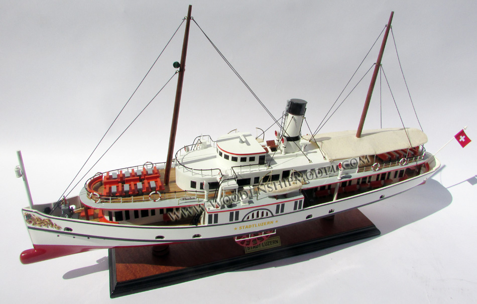 hand-crafted model ship Stadt Luzern, steam ship model Stadt Luzern, display model Stadt Luzern, paddle steamer Stadt Luzern model ship, PADDLE STEAM SHIP STADT LUZERN, STEAM SHIP STADT LUZERN, Stadt Luzern paddle steamers model, hand-made paddle steamer Stadt Luzern Schiffsmodell, Stadt Luzern bootmodel