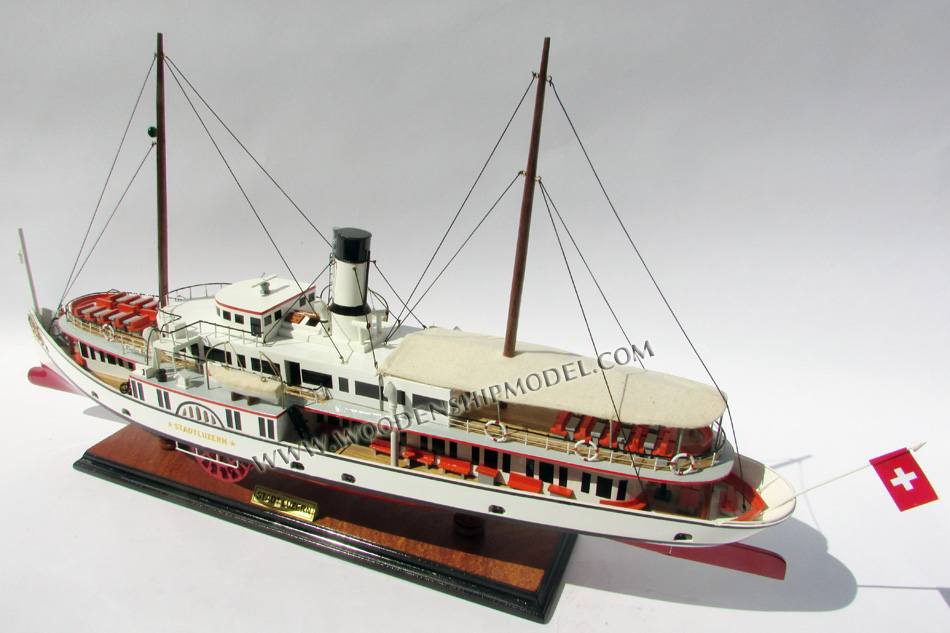hand-crafted model ship Stadt Luzern, steam ship model Stadt Luzern, display model Stadt Luzern, paddle steamer Stadt Luzern model ship, PADDLE STEAM SHIP STADT LUZERN, STEAM SHIP STADT LUZERN, Stadt Luzern paddle steamers model, hand-made paddle steamer Stadt Luzern Schiffsmodell, Stadt Luzern bootmodel