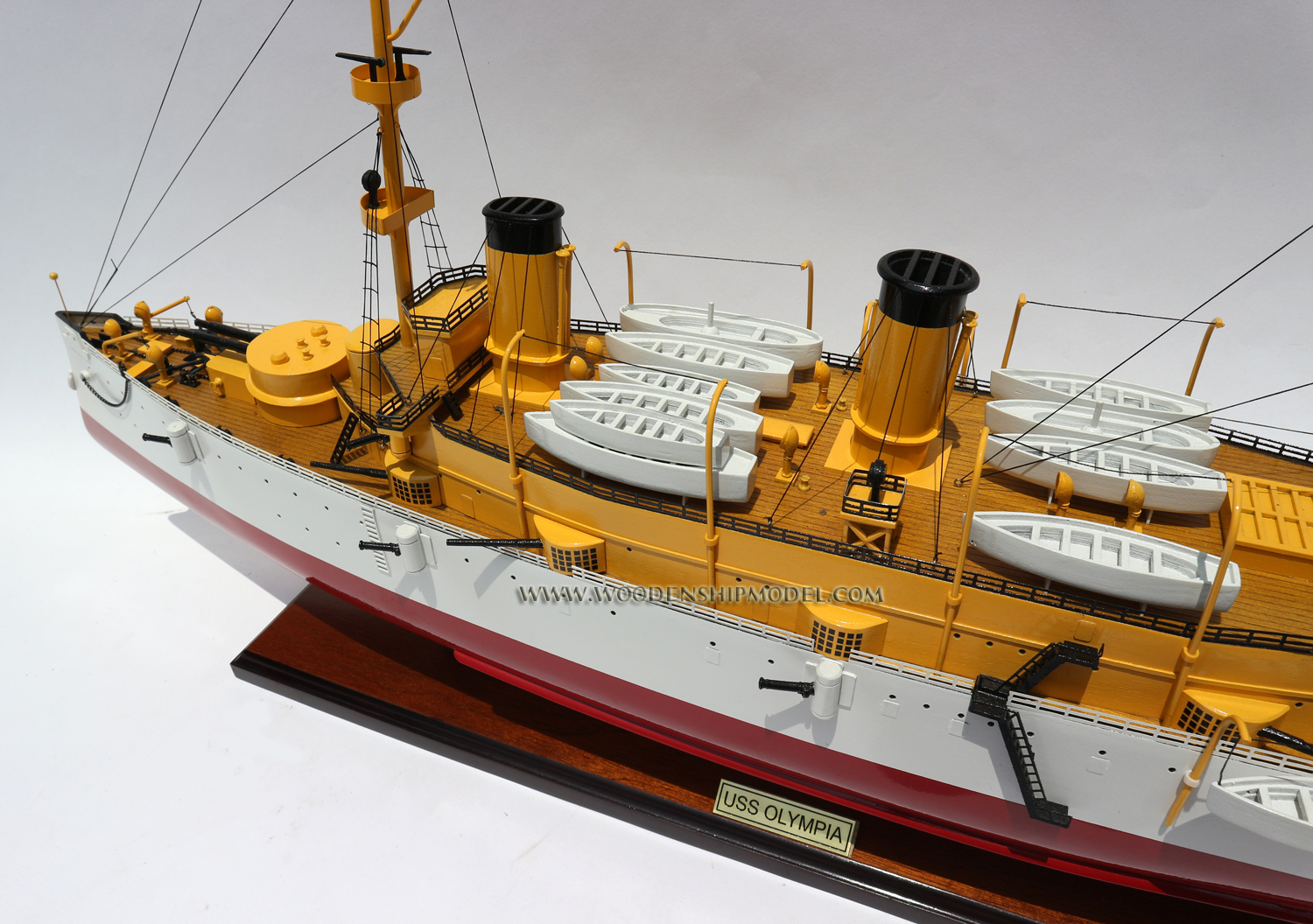 USS Olympia wooden model ship ready for display