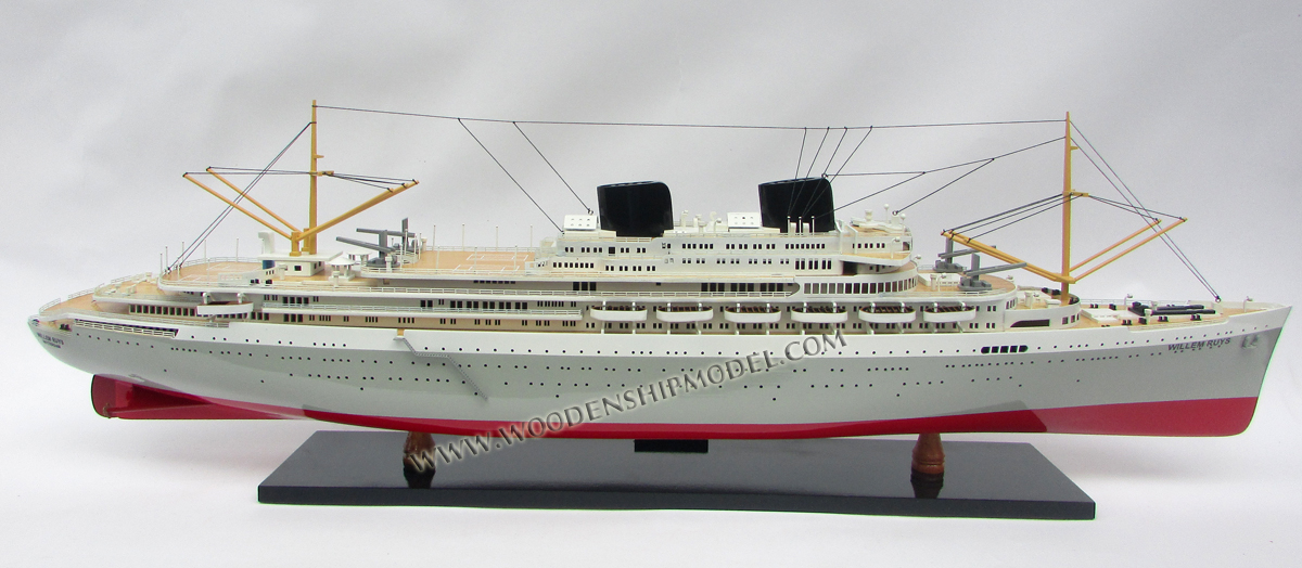 Built in 1939, MS Achille Lauro was a cruise ship based in Naples, Italy. In 1947 changed to MS Willem Ruys, a passenger liner for the Rotterdamsche Lloyd, it was hijacked by members of the Palestine Liberation Front in 1985. ms willem ruys ship model, boot model willem ruys, SS ROTTERDAM, scale MS Willem Ruys model ship, ship model MS Willem Ruys, wooden ship model MS Willem Ruys, hand-made ship model MS Willem Ruys with lights, display ship model MS Willem Ruys, MS Willem Ruys model, woodenshipmodel, woodenmodelboat, gianhien, gia nhien co., ltd, gia nhien co model boat and ship builder