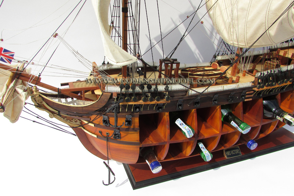 Handcrafted Decor HMS Victory Model Ship in a Glass Bottle- 11 in. 