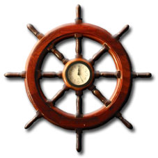  SCALE SHIP WHEEL WITH CLOCK (USE NORMAL AA BATTERY) - CLICK TO ENLARGE !!!