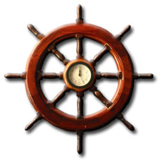 SCALE SHIP WHEEL WITH CLOCK (USE NORMAL AA BATTERY) - CLICK TO ENLARGE !!!